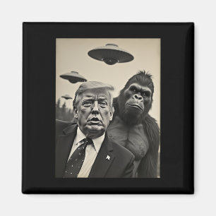 Grappige Trump Bigfoot Selfie Met Ufos Rare Alien Magneet