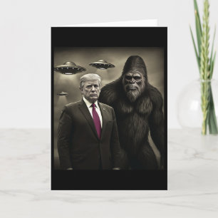 Grappige Trump Bigfoot Ufo Alien Ontmoeting Samenz Kaart