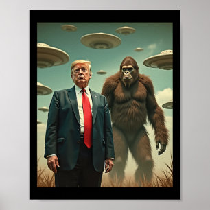 Grappige Trump Bigfoot Ufo Alien Ontmoeting Uap Vr Poster