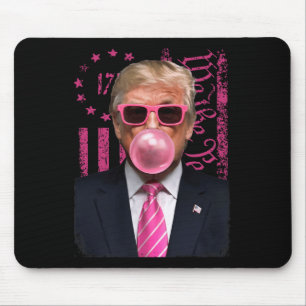 Grappige Trump Bubble Gum Pink Amerikaanse vlag Muismat