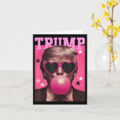 Grappige Trump Bubble Gum Roze Zonnebril Hart  Kaart (Gele Bloem)