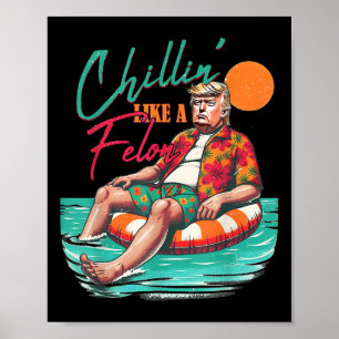Grappige Trump Chilling Like A Felon Zomer 2024 Poster