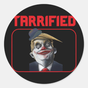 Grappige Trump Clown Politieke Pun Tarrified Ronde Sticker