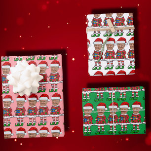 Grappige Trump Custom Face Foto Elf Christmas Pink Inpakpapier Vel