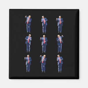 Grappige Trump dans dansen als een misdadiger stem Magneet