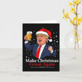 Grappige Trump Drink bier Maak Kerst 2024 Grea Kaart (Gele Bloem)