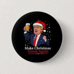 Grappige Trump Drink bier Maak Kerst 2024 Grea Ronde Button 5,7 Cm