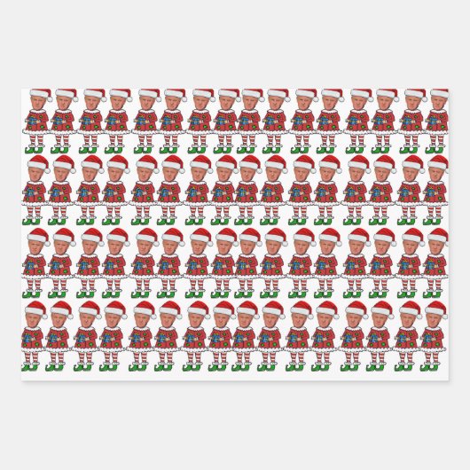 Grappige Trump Elf Custom Gezicht foto Elf Kerstmi Inpakpapier Vel (Voorkant 2)