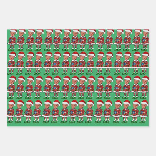 Grappige Trump Elf Custom Gezicht foto Elf Kerstmi Inpakpapier Vel (Voorkant)
