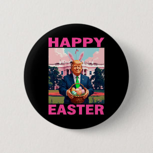 Grappige Trump en Pasen Eieren Sket Witte Huis Gel Ronde Button 5,7 Cm