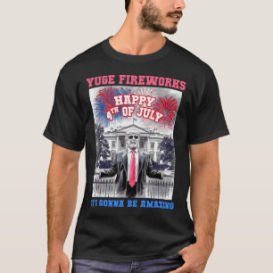 Grappige Trump Gelukkige 4e Juli Enorme Vuurwerk P T-shirt
