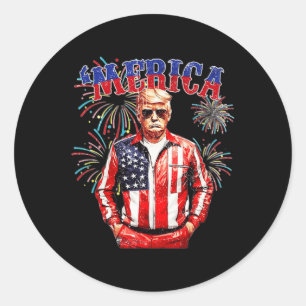 Grappige Trump Golf van Amerika Trump 4 juli gesch Ronde Sticker