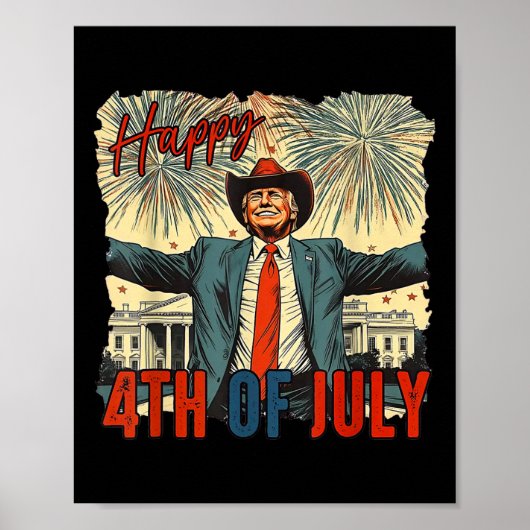 Grappige Trump Happy 4 juli Onafhankelijkheidsdag Poster (Voorkant)