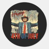 Grappige Trump Happy 4 juli Onafhankelijkheidsdag Ronde Sticker (Voorkant)