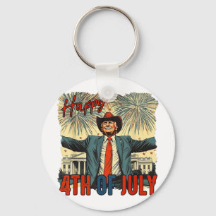 Grappige Trump Happy 4 juli Onafhankelijkheidsdag Sleutelhanger