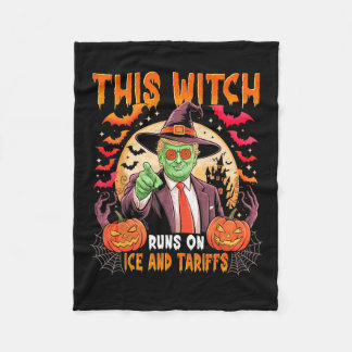 Grappige Trump Heks Loopt Op Ijs En Tarieven Hallo Fleece Deken