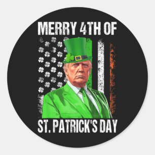 Grappige Trump Kabouter Hoed Gelukkig 4e St Patric Ronde Sticker