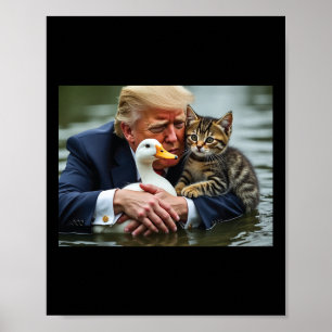 Grappige Trump kat en eend memes Kerstmis Hallowee Poster