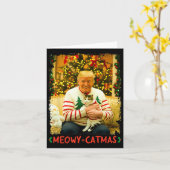 Grappige Trump Kerstkat Liefhebbers Meowy Kerstkat Kaart (Gele Bloem)