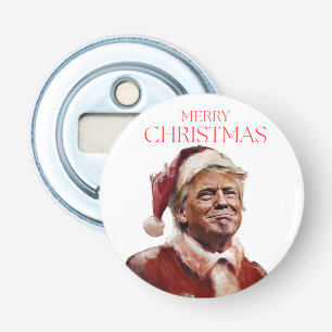 Grappige Trump Kerstman Kaart Button Flesopener
