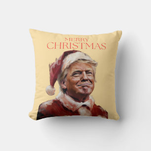 Grappige Trump Kerstman Kaart Kussen