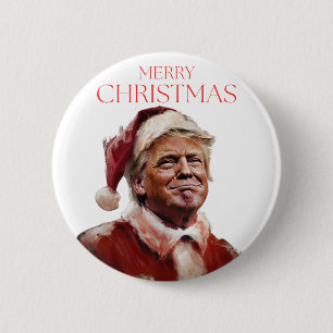 Grappige Trump Kerstman Kaart Ronde Button 5,7 Cm