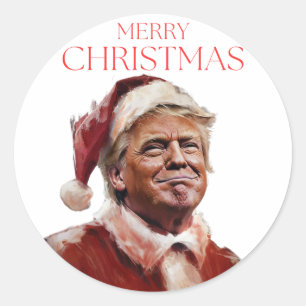 Grappige Trump Kerstman Kaart Ronde Sticker