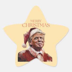 Grappige Trump Kerstman Kaart Ster Sticker
