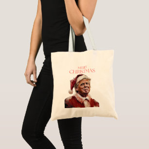Grappige Trump Kerstman Kaart Tote Bag