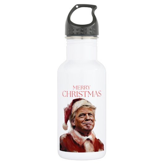 Grappige Trump Kerstman Kaart Waterfles (Voorkant)