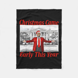 Grappige Trump Kerstmis kwam vroeg dit jaar 2024 2 Fleece Deken