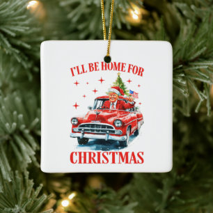 Grappige Trump Kerstmuts Ik zal thuis zijn voor Ke Keramisch Ornament