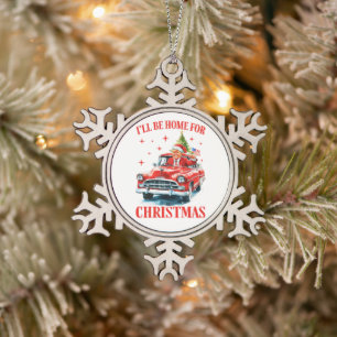 Grappige Trump Kerstmuts Ik zal thuis zijn voor Ke Tin Sneeuwvlok Ornament