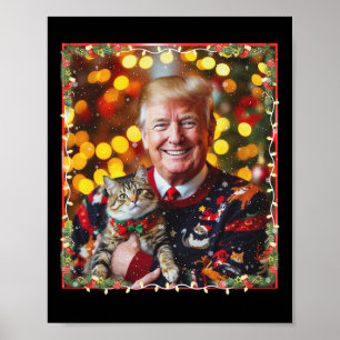 Grappige Trump kersttrui voor kattenliefhebbers Poster