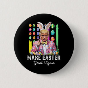 Grappige Trump Maak Pasen Weer Groot Konijn Jacht Ronde Button 5,7 Cm