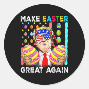 Grappige Trump Maak Pasen Weer Groot Konijn Jacht Ronde Sticker