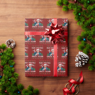 Grappige Trump maakt kerst weer mooi lelijk rood Cadeaupapier