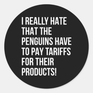 Grappige Trump met pinguïns politieke onrechtvaard Ronde Sticker