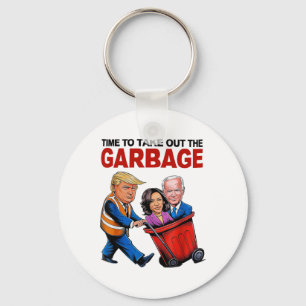Grappige Trump-minnaar - tijd om het vuilnis buite Sleutelhanger