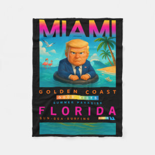 Grappige Trump Op Drijvende Gele Eend Zwemring In Fleece Deken