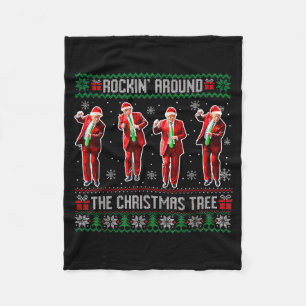 Grappige Trump Rockt Rond De Kerstboom Lelijke Fleece Deken