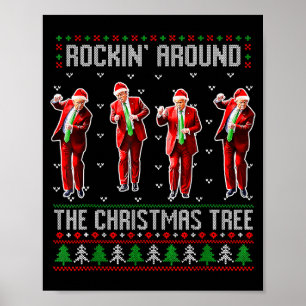 Grappige Trump Rockt Rond De Kerstboom Lelijke Poster