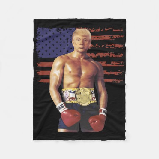 Grappige Trump Rocky Boxing Meme Boxer Amerikaanse Fleece Deken (Voorkant)