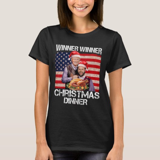 Grappige Trump Vance winnaar Kerstdiner S T-shirt (Voorkant)
