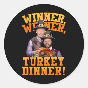 Grappige Trump Vance winnaar Turkije diner dan Ronde Sticker