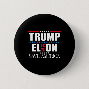 Grappige Trump Verkiezing Usa Vlag Trump Elon Save Ronde Button 5,7 Cm