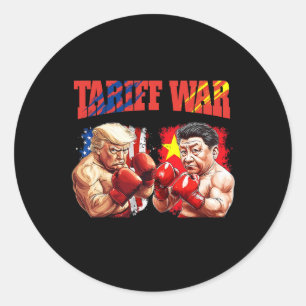 Grappige Trump vs Xi Jinping Boxing Match Ronde Sticker