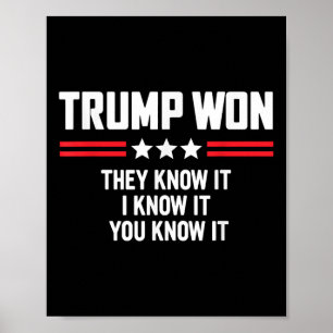 Grappige Trump won, ze weten het, ik weet het, jij Poster