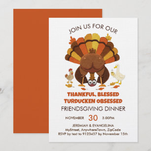 Grappige Turducken FRIENDSGIVING-diner Kaart
