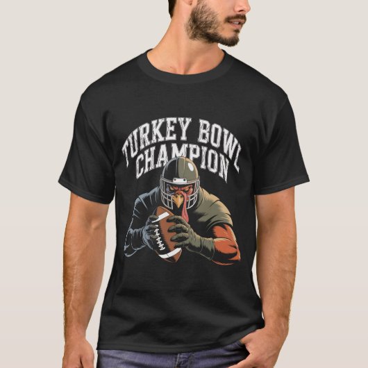Grappige Turkey Bowl Kampioen Thanksgiving Voetbal T-shirt (Voorkant)